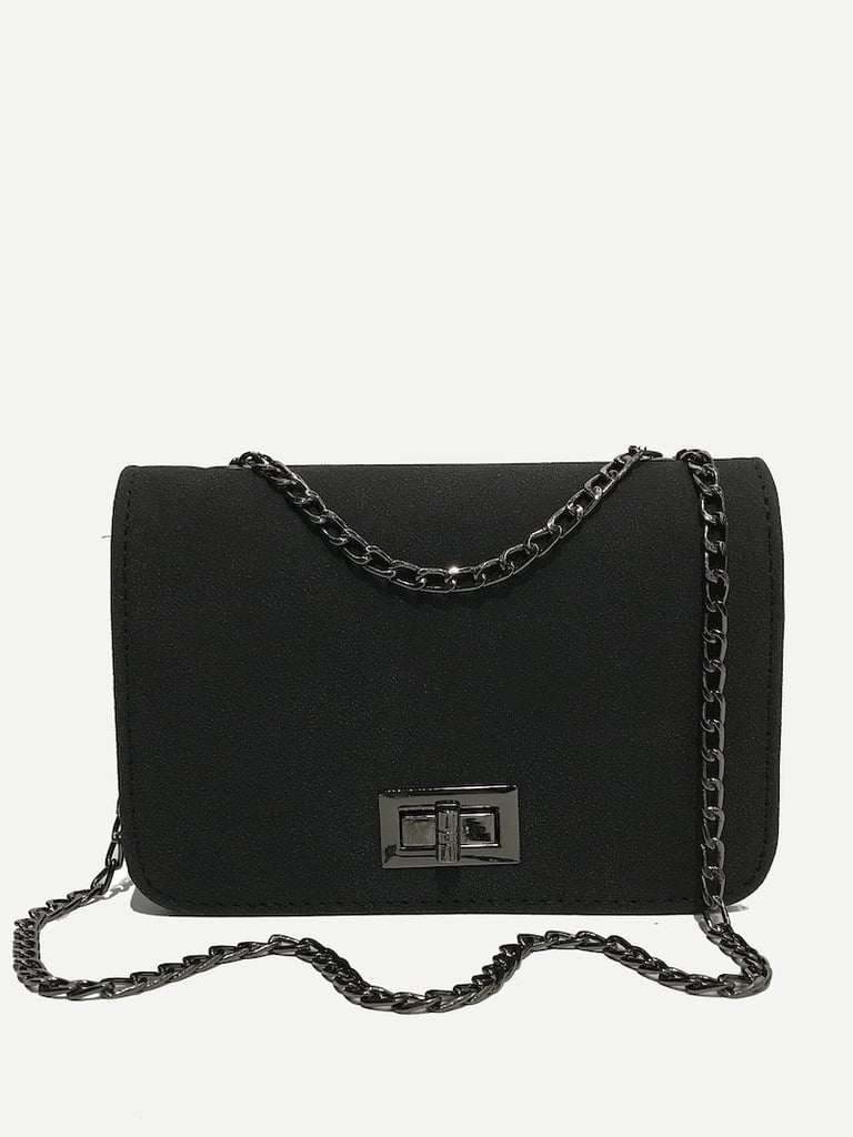 Romwe PU Flap Chain Bag