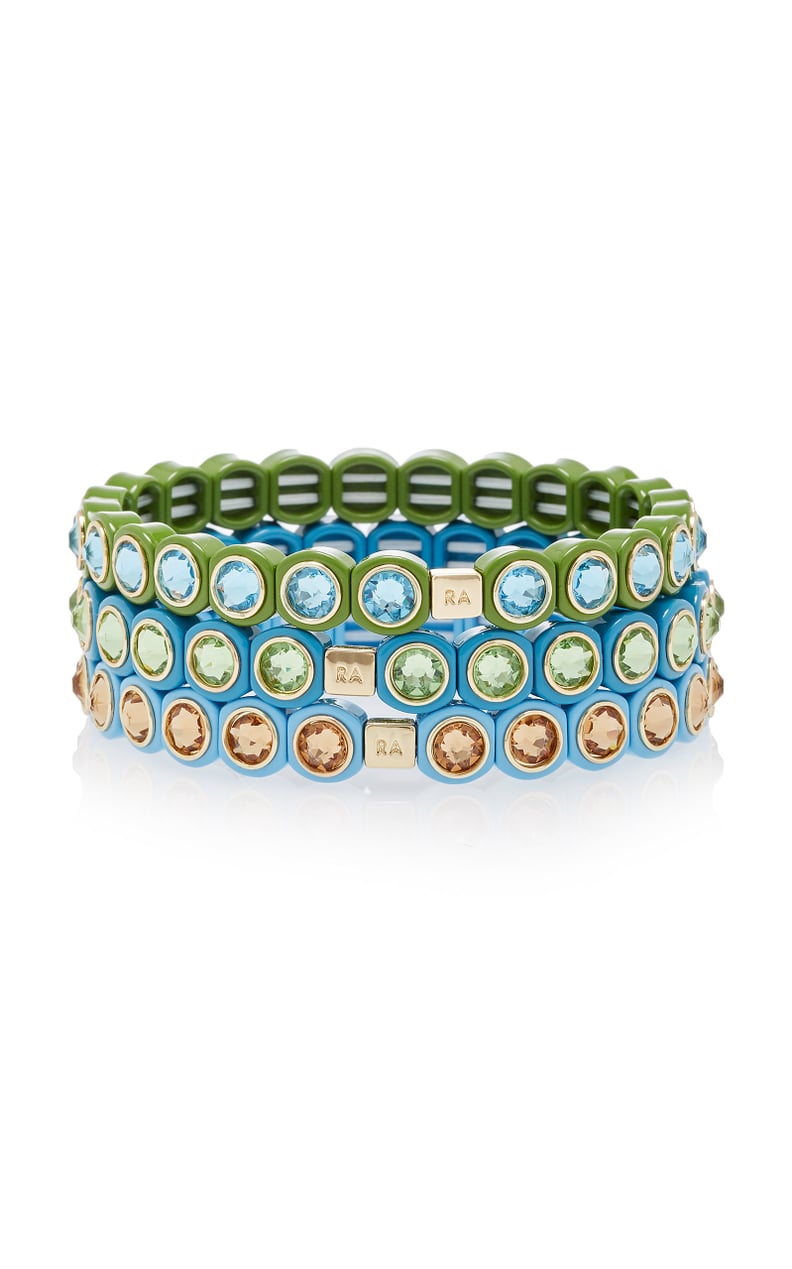 Roxanne Assoulin Set-Of-Three Mini Me Fern Enamel And Swarovski Crystal Bracelets