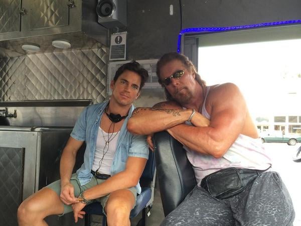 Bomer and Nash chilled out between scenes.