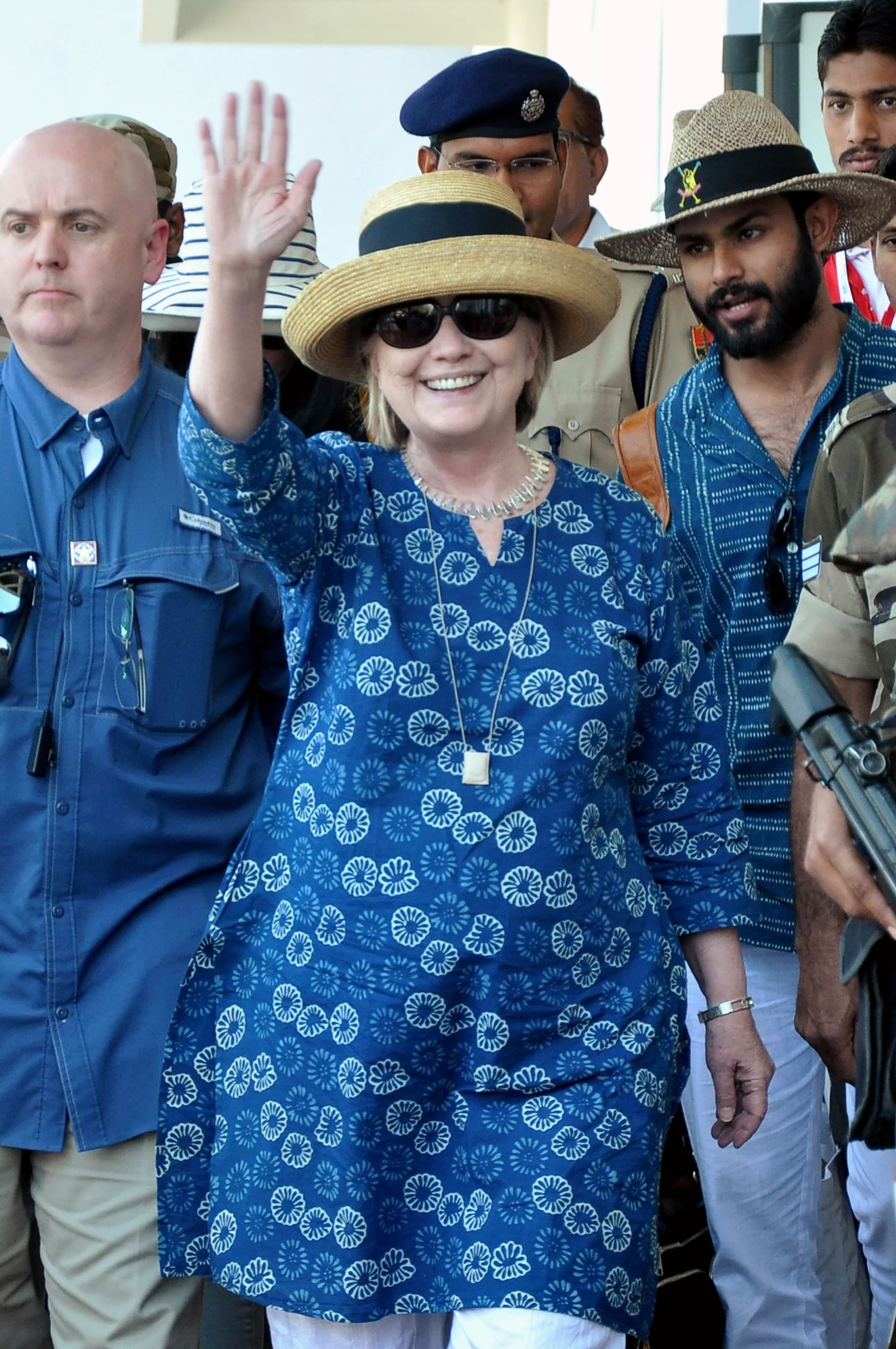 Hillary Clinton Makes Rare Appearance in Sparkling Caftan in