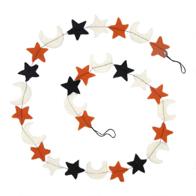 Felted Wool Moon and Stars Garland
