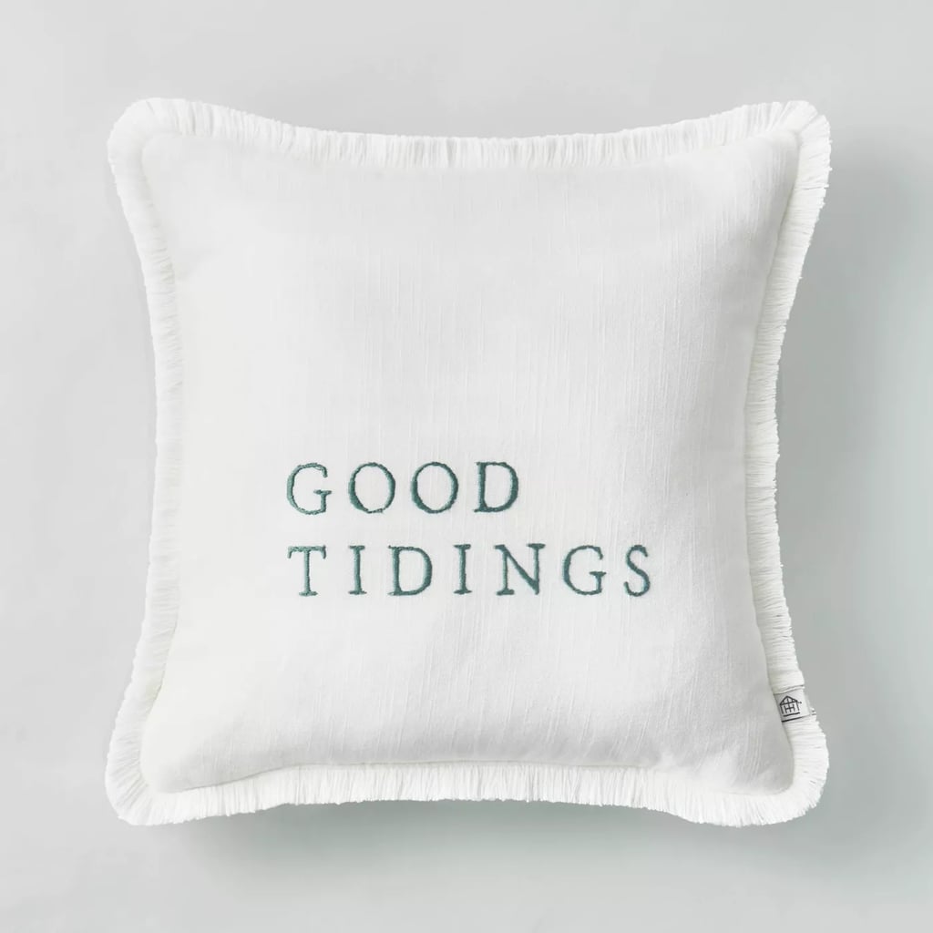Embroidered Good Tidings Decor Pillow