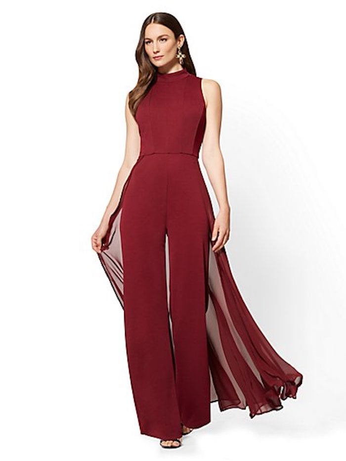 New York & Co. Chiffon-Overlay Jumpsuit