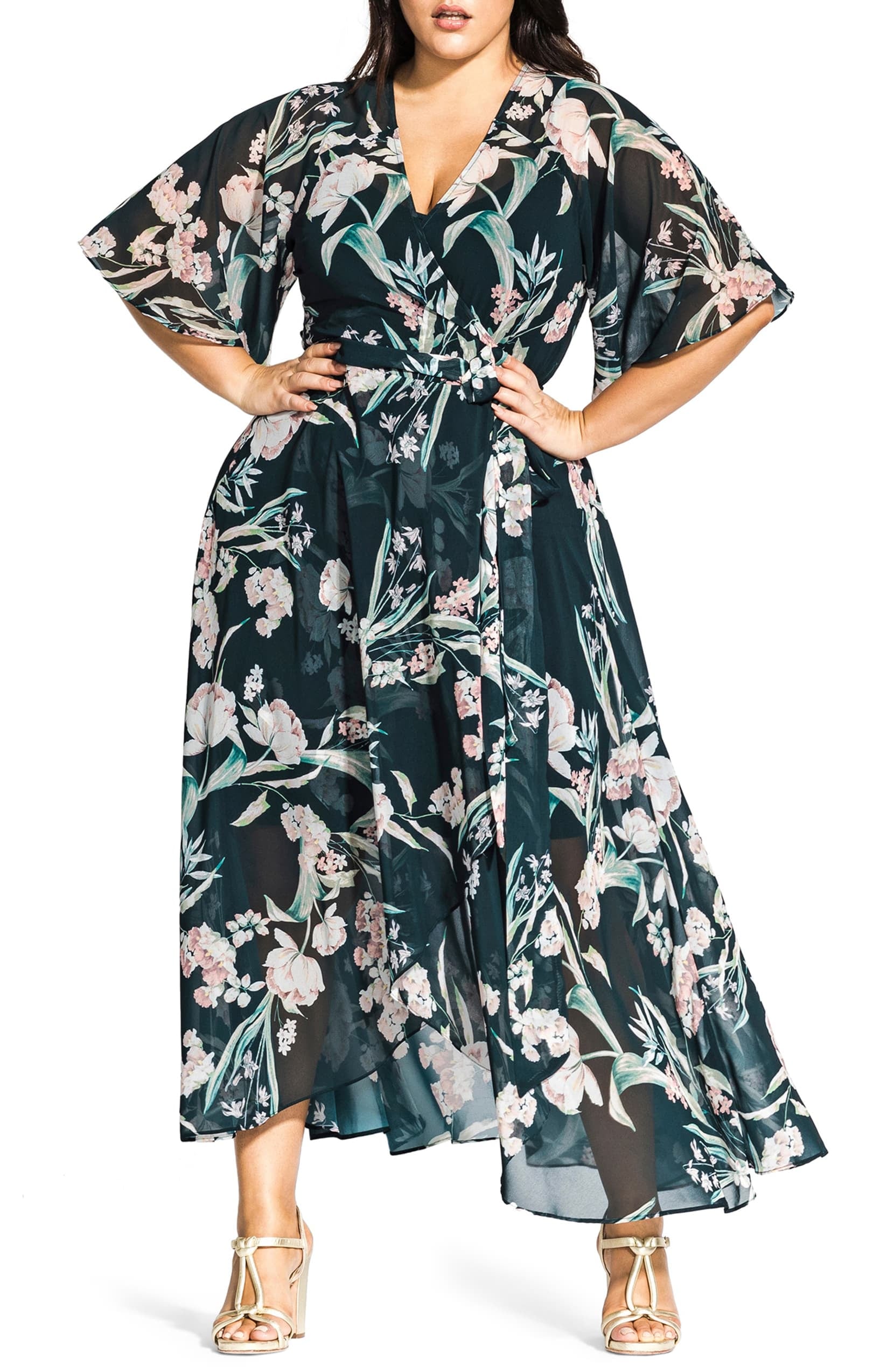 City Chic Fresh Fields Maxi Wrap Dress ...