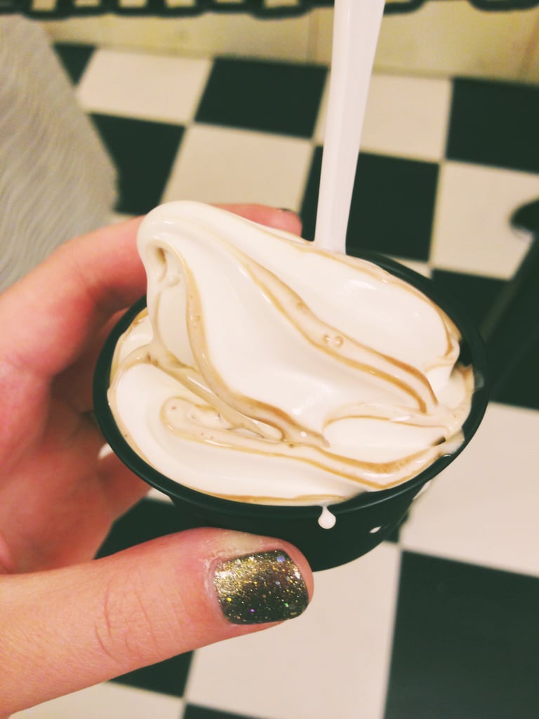 At Diagon Alley's Florean Fortescue's Ice-Cream Parlour, we tried the new butterbeer ice cream, and it was seriously delicious.