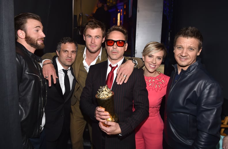The Cast of The Avengers With Robert Downey Jr. and His Award