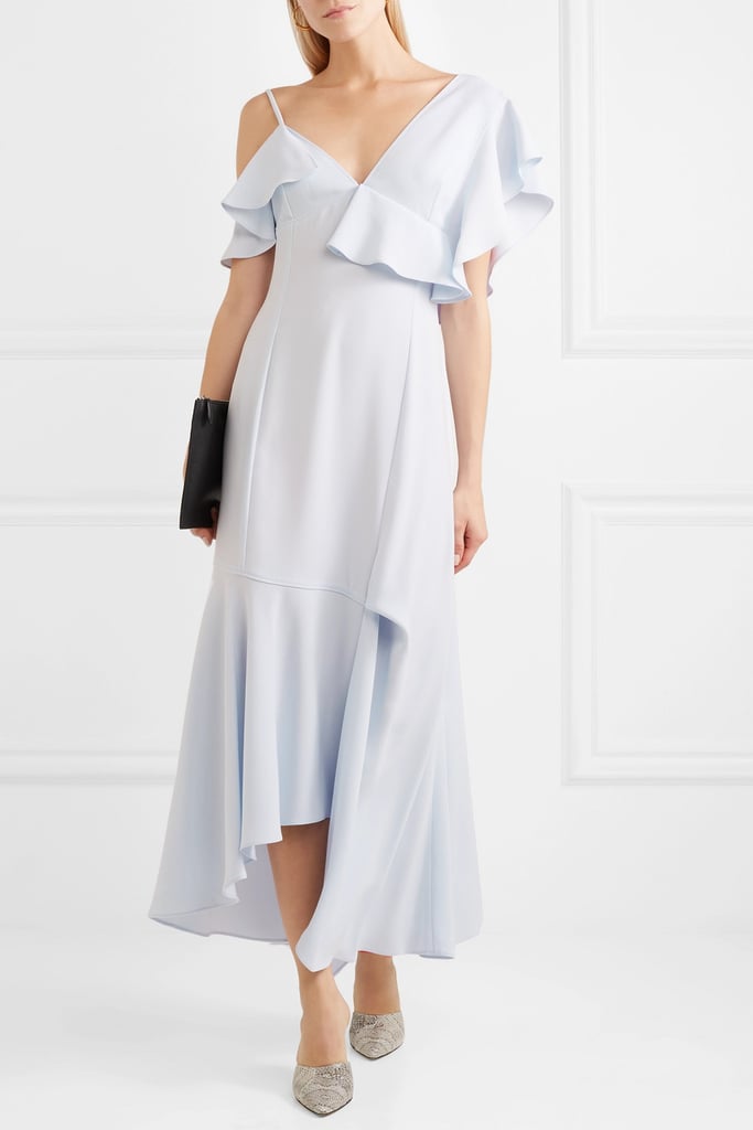 ADEAM Asymmetric Ruffled Crepe Midi Dress