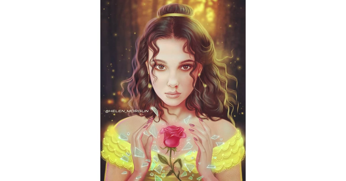 Millie Bobby Brown as Belle | Artist Transforms Female Celebrities Into