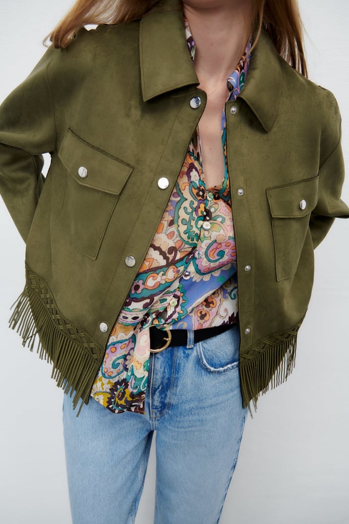 An Affordable Jacket: Zara Faux Suede Fringed Overshirt