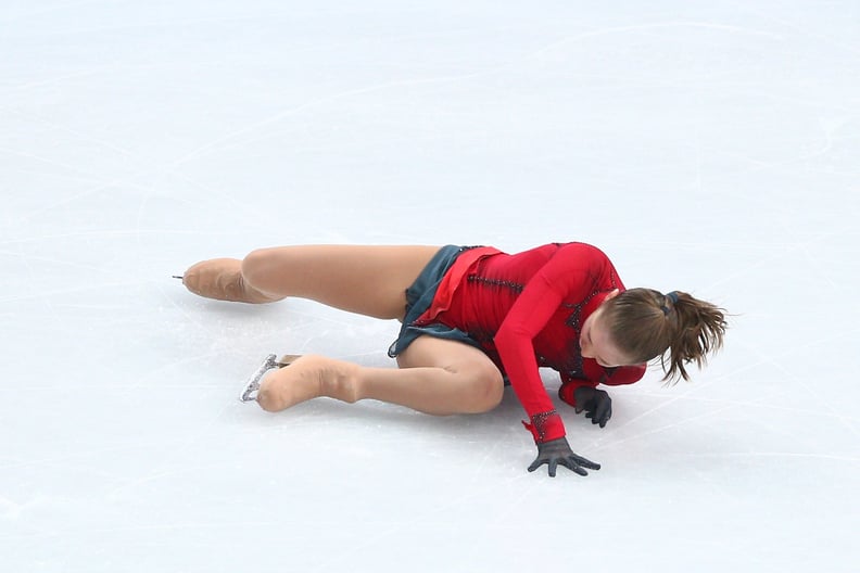 Despite the loud support of the crowd, 15-year-old Russian Julia Lipnitskaia went down.