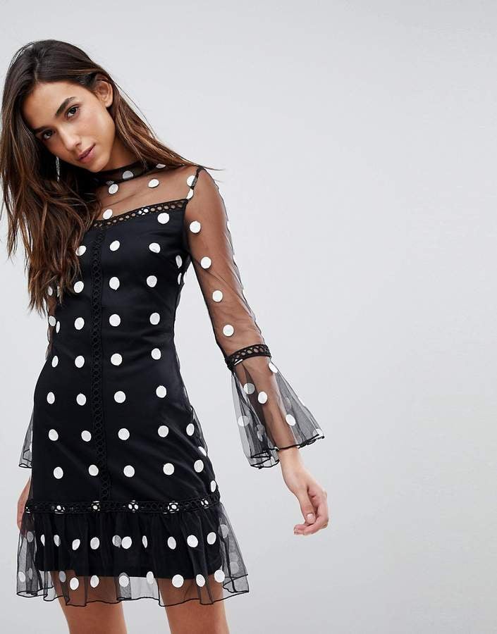 Parisian Polka-Dot Mesh Shift Dress