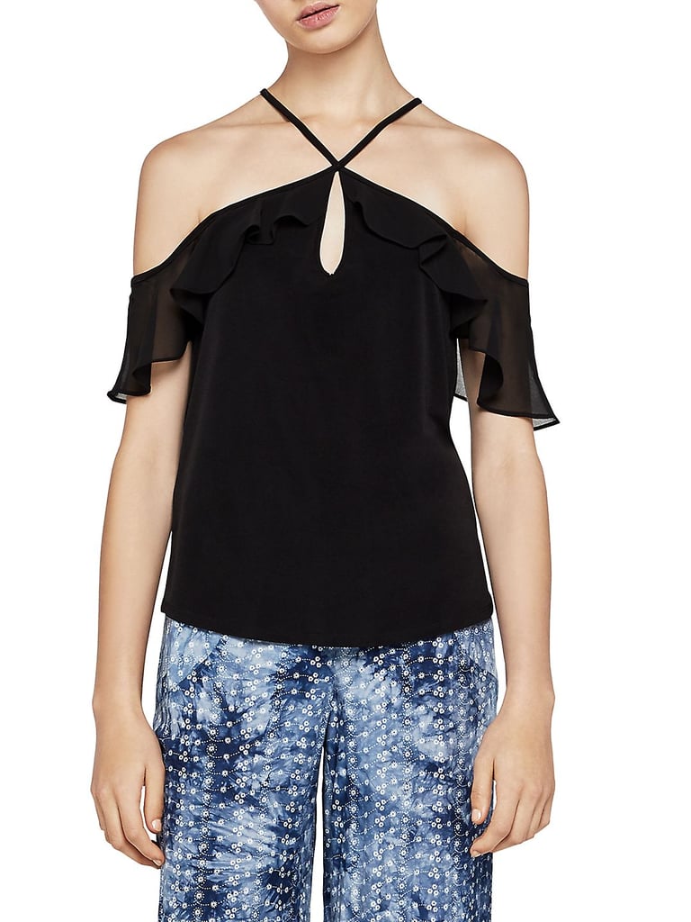 BCBGeneration Knit Cold-Shoulder Halter Top