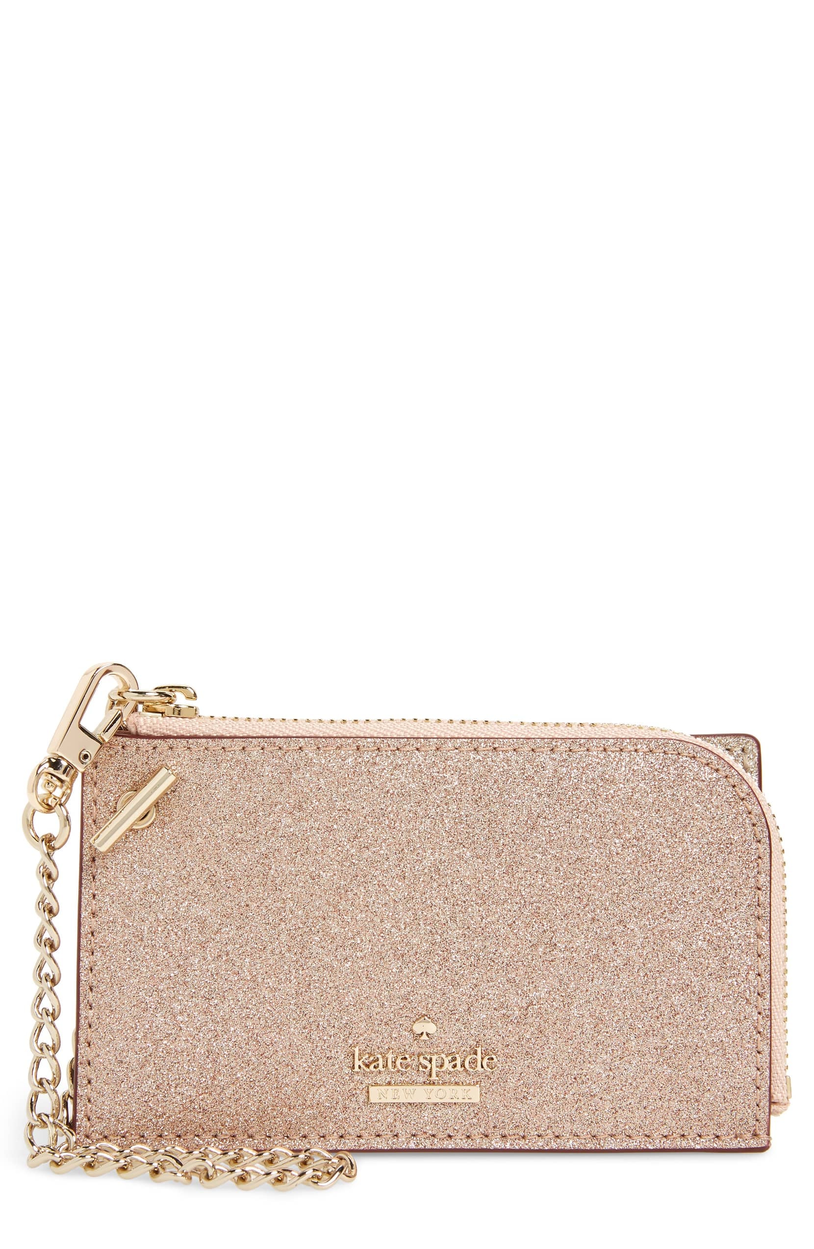 sparkly rose gold kate spade purse