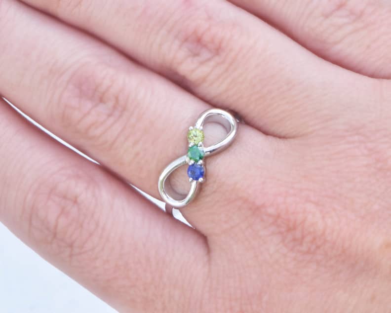 Infinity ring with deals birthstones