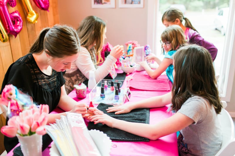 The fabulous girls behind Tickled Pink, a local party spa, came to make over Ally and her guests.  They were amazing.  So incredibly sweet and kind to each girl.