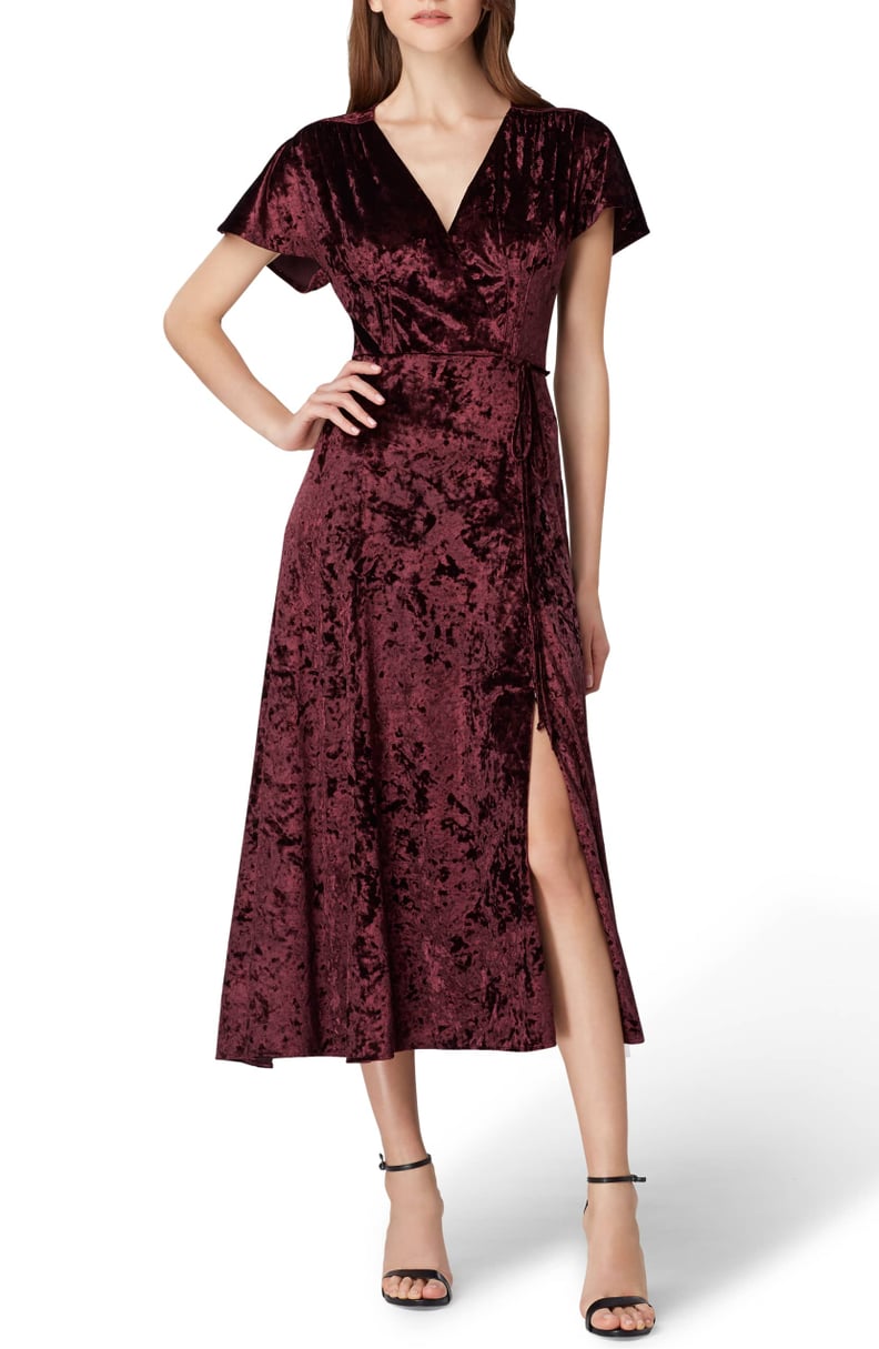 Tahari Panne Velvet Faux Wrap Dress