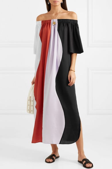 Mara Hoffman Sala Off the Shoulder Striped Voile Dress 42 Crazy