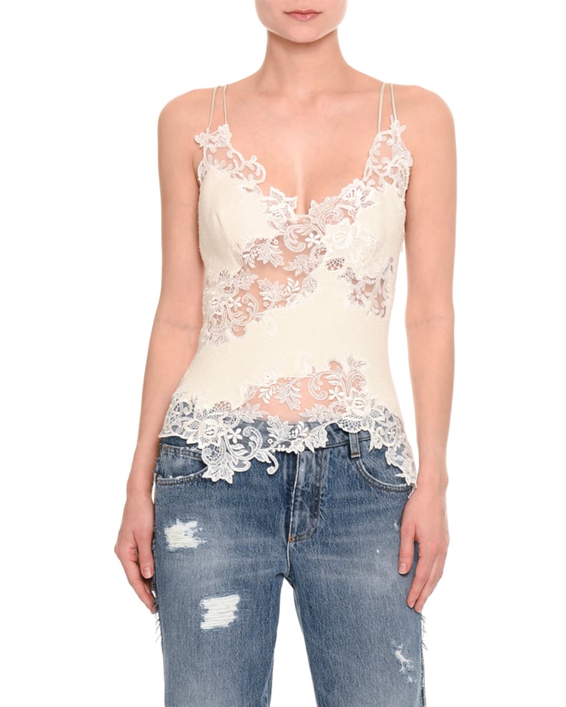 Ermanno Scervino Pashmina Lace-Inset Camisole