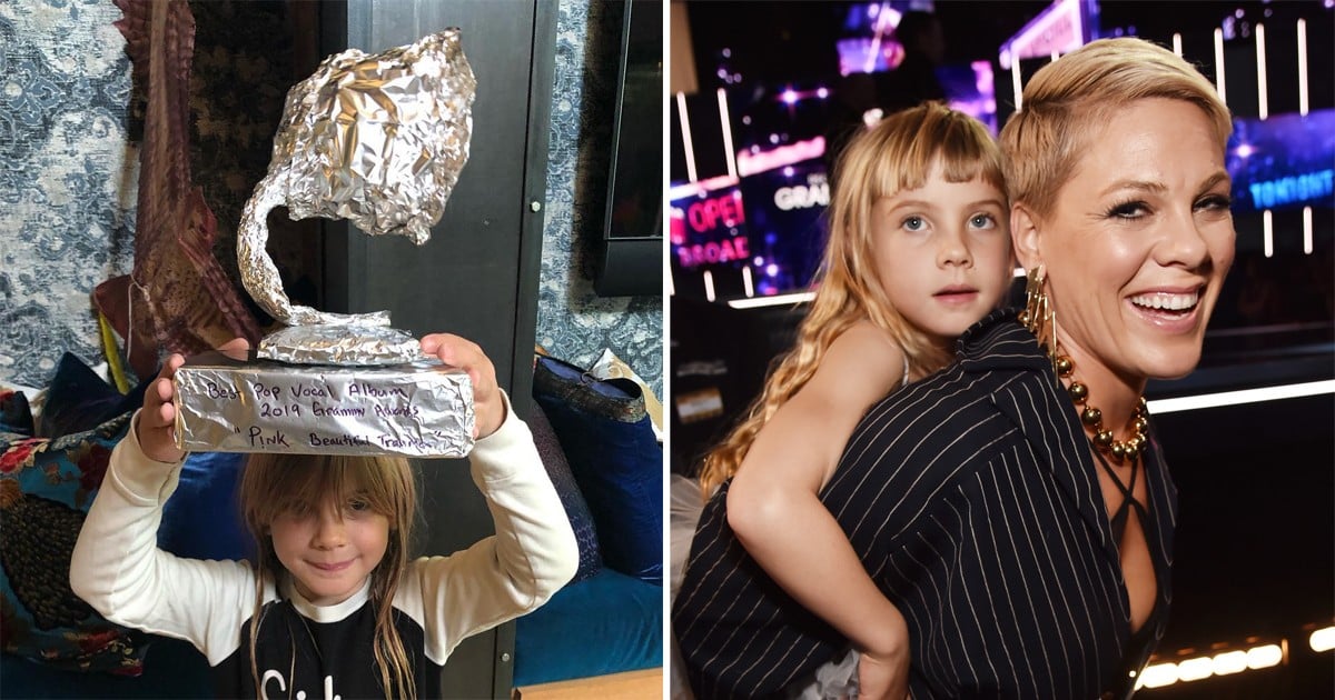 Pink Didn't Win a Grammy This Year, So Her Kids Made Her an Award Out of Tinfoil