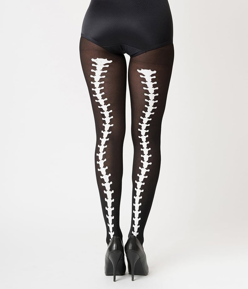 Black and White Vertebrae Backseam Pantyhose