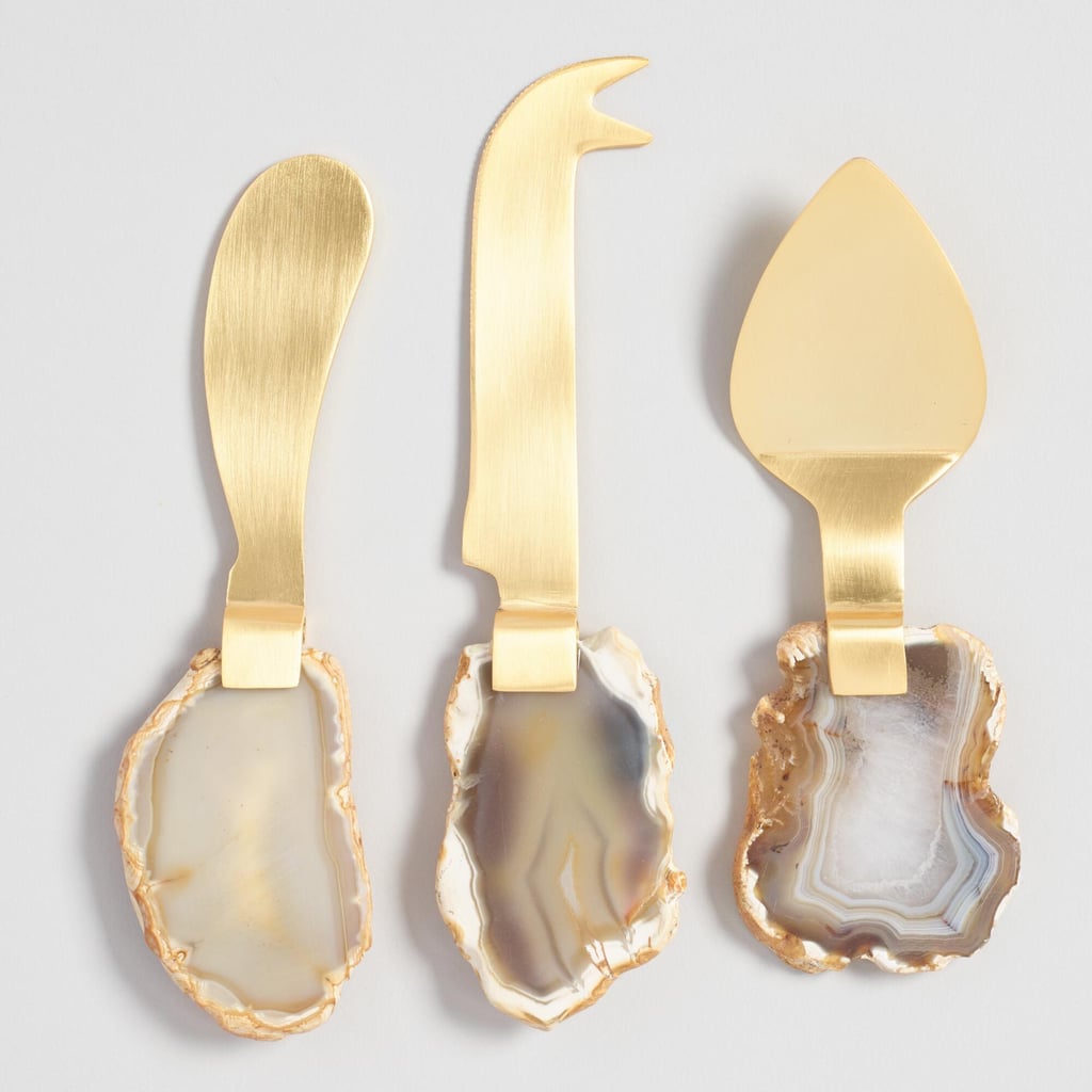 Gold Agate Slice 3-Piece Cheese Knife Set