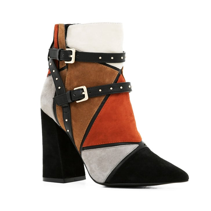 denim patchwork platform boots