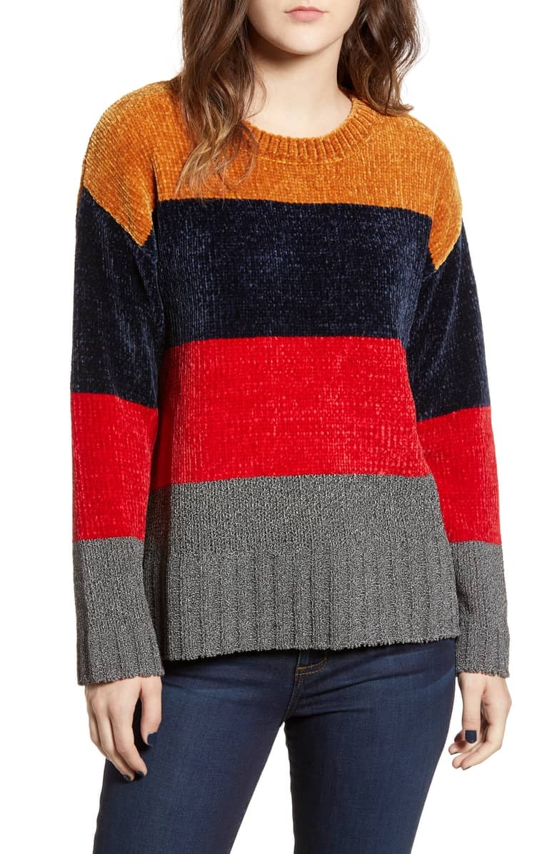 Cotton Emporium Stripe Chenille Sweater