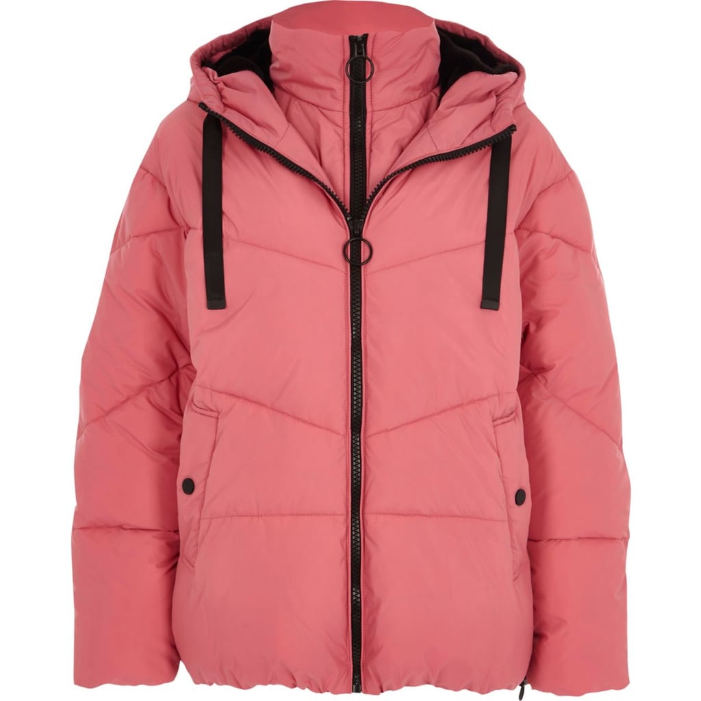 River Island Pink Double Layer Hooded Puffer Jacket