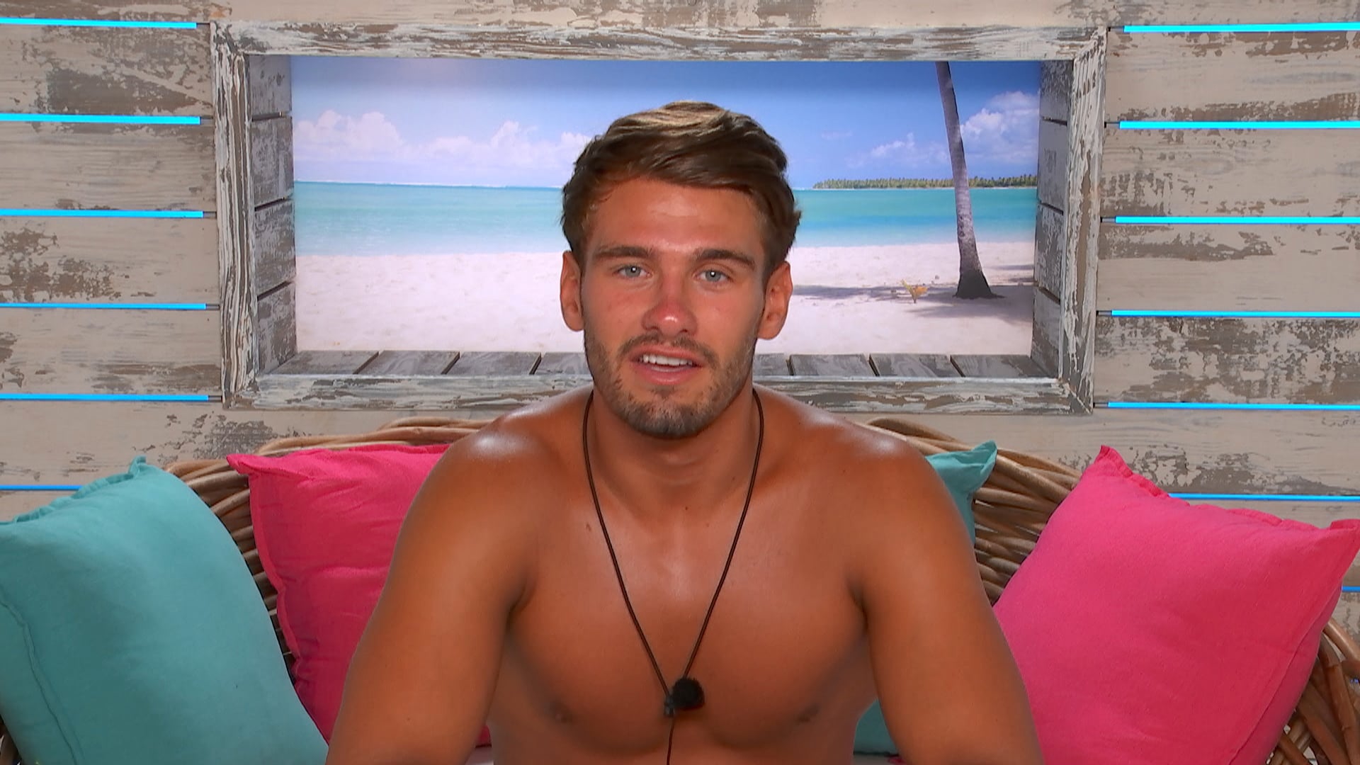 From Lifted EntertainmentLove Island: SR8: Ep35 on ITV2 and ITV HubPictured: Jacques in the beach hut.This photograph is (C) ITV Plc and can only be reproduced for editorial purposes directly in connection with the programme or event mentioned above, or ITV plc. Once made available by ITV plc Picture Desk, this photograph can be reproduced once only up until the transmission [TX] date and no reproduction fee will be charged. Any subsequent usage may incur a fee. This photograph must not be manipulated [excluding basic cropping] in a manner which alters the visual appearance of the person photographed deemed detrimental or inappropriate by ITV plc Picture Desk.  This photograph must not be syndicated to any other company, publication or website, or permanently archived, without the express written permission of ITV Picture Desk. Full Terms and conditions are available on the website www.itv.com/presscentre/itvpictures/termsFor further information please contact:james.hilder@itv.com