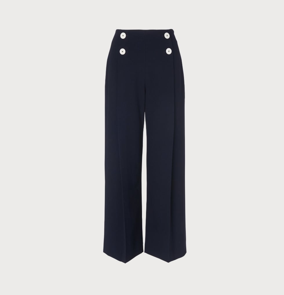 L.K. Bennett Parker Navy Wide-Leg Trousers