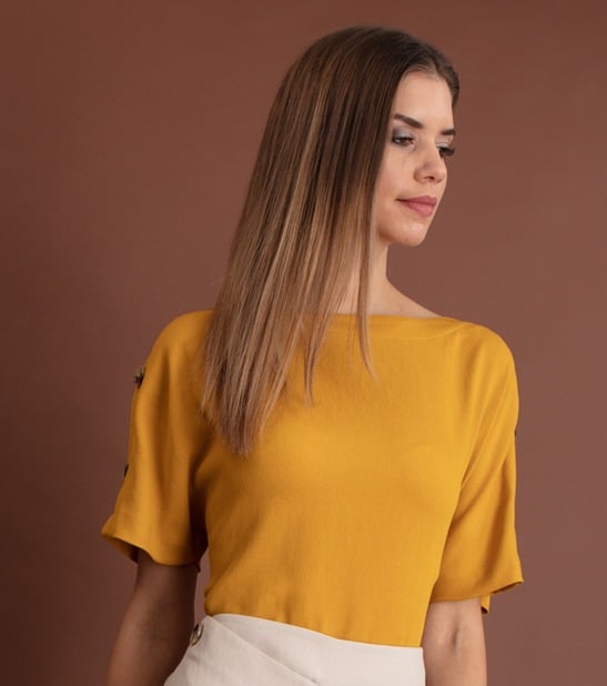 Mustard Button Sleeve Top