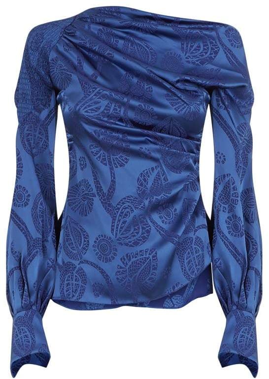 Peter Pilotto Satin Jacquard Asymmetric Blouse