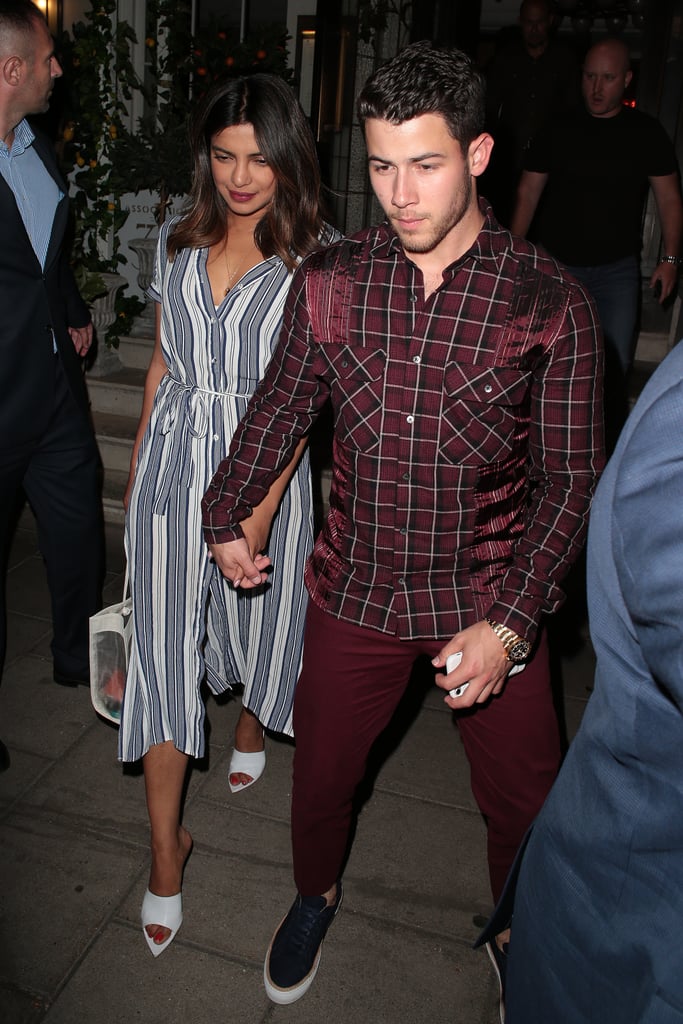 Priyanka Chopra Striped Dress With Nick Jonas
