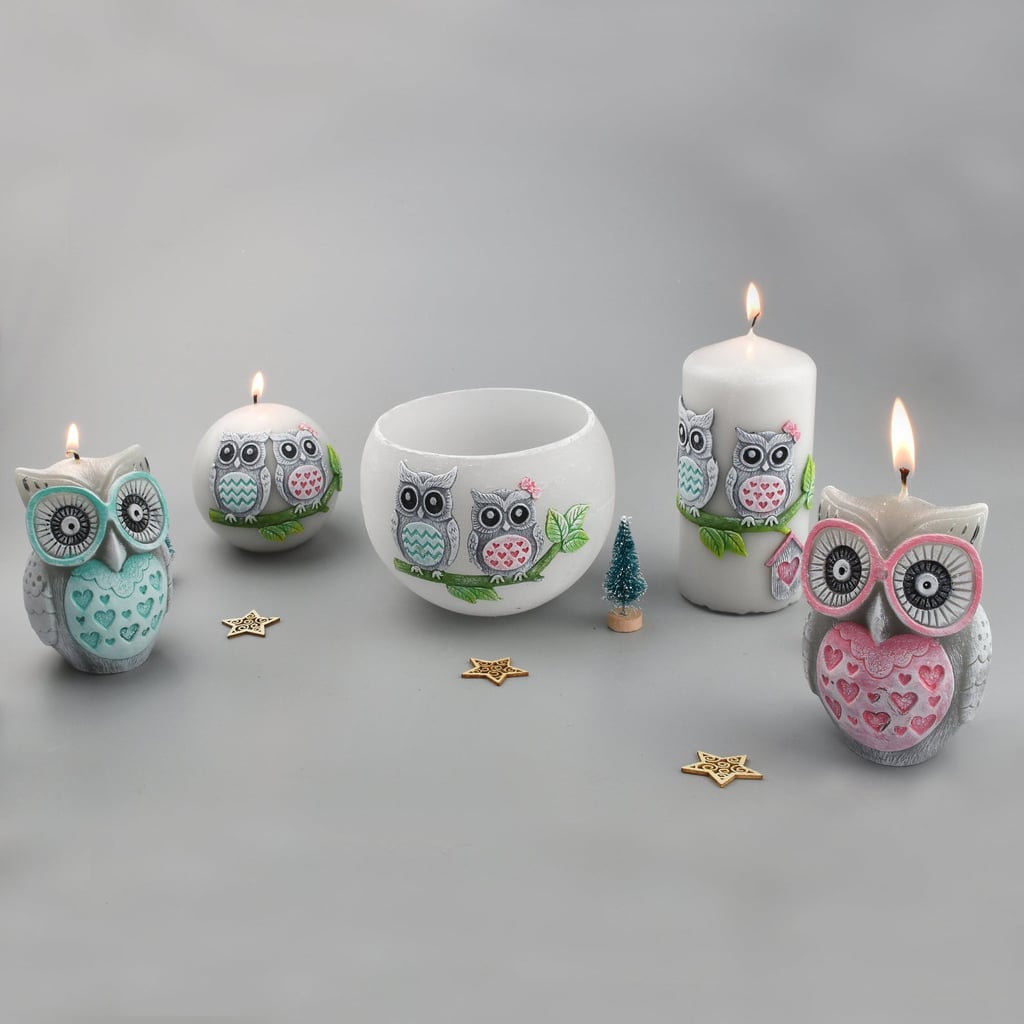 Limited Edition Owl Figure Couple Candles