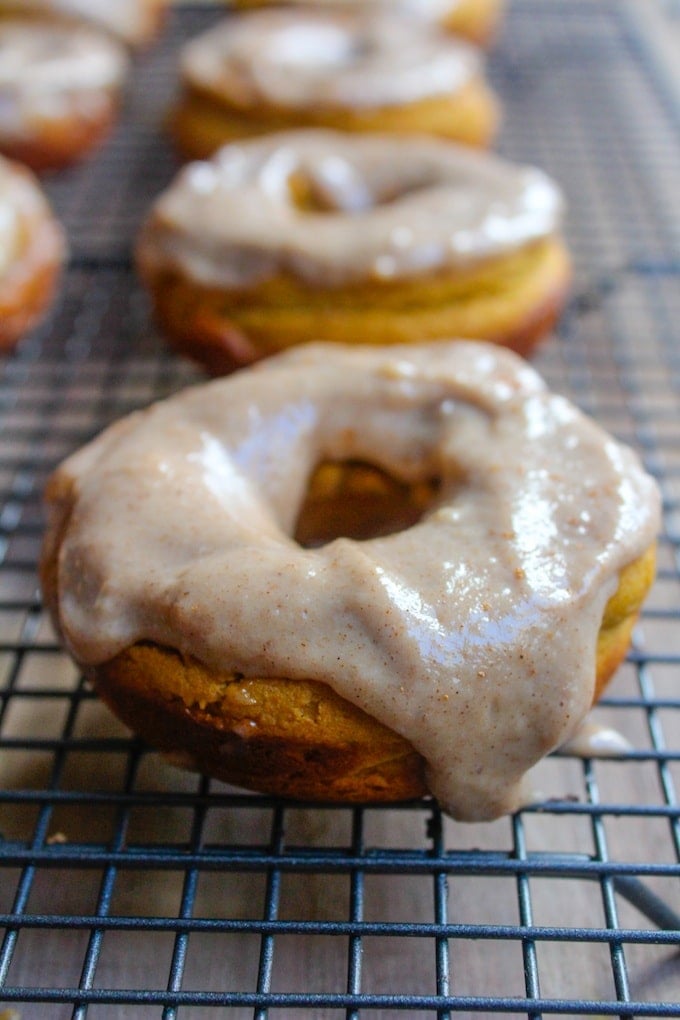 Pumpkin Spice Donuts with Maple Frosting