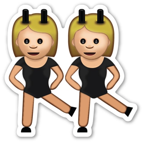 Interpretation: "Twinning!"
Name + meaning: Women With Bunny Ears. Japan's take on Playboy bunnies are called "Bunny Girls," so the emoji represents attractive women. 
Also known as:  Dancing girls emoji; tap dance emoji; ballet emoji; showgirls emoji