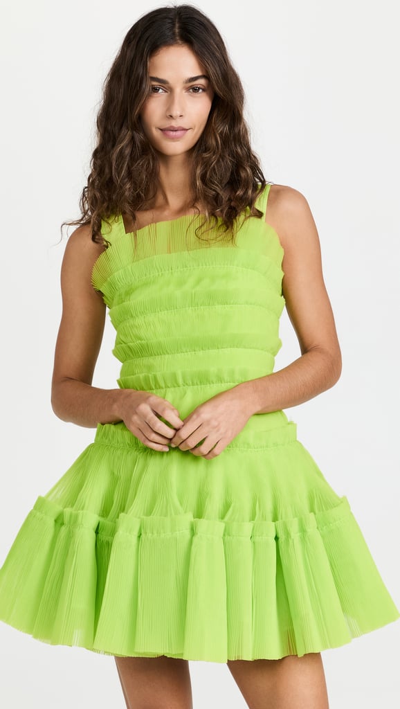 Slime Green Fierceness: Aje Jacinto Pleated Mini Dress