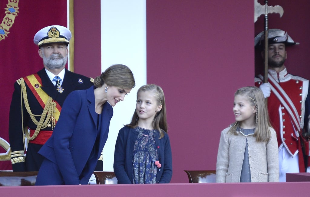 Queen Letizia and her two mini mes share a sweet moment.