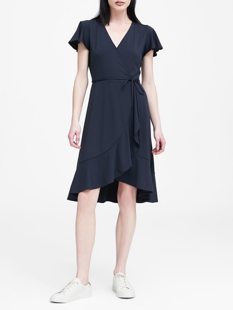 Banana Republic Soft Ponte Ruffle Wrap Dress