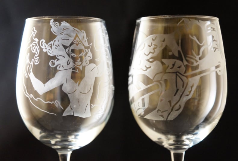 An Acid-Etched Wine Glass Set