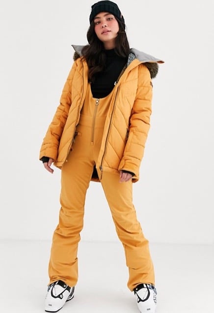 yellow ski outfit