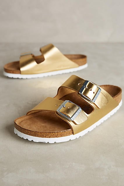 Birkenstock Arizona Slides Gold 38 Euro Sandals ($135)