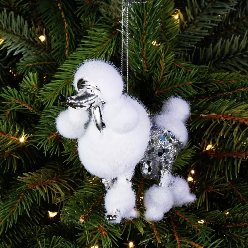 Shiny Silver Poodle Ornament
