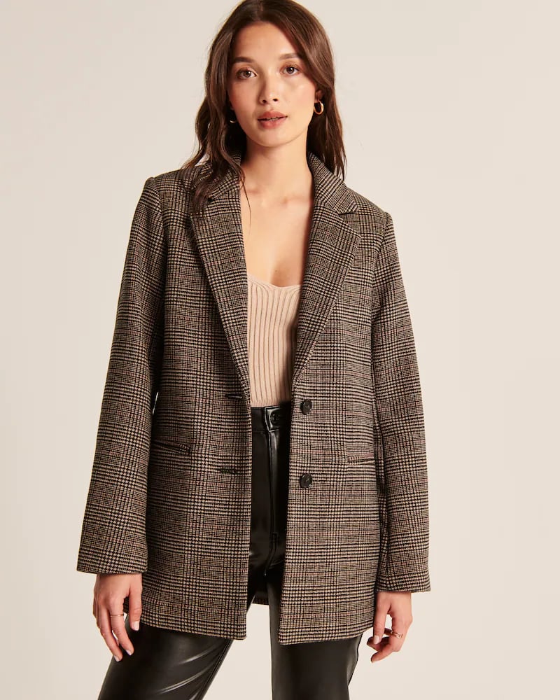 Dark-Academia Outfits: Abercrombie & Fitch Wool-Blend Blazer Coat
