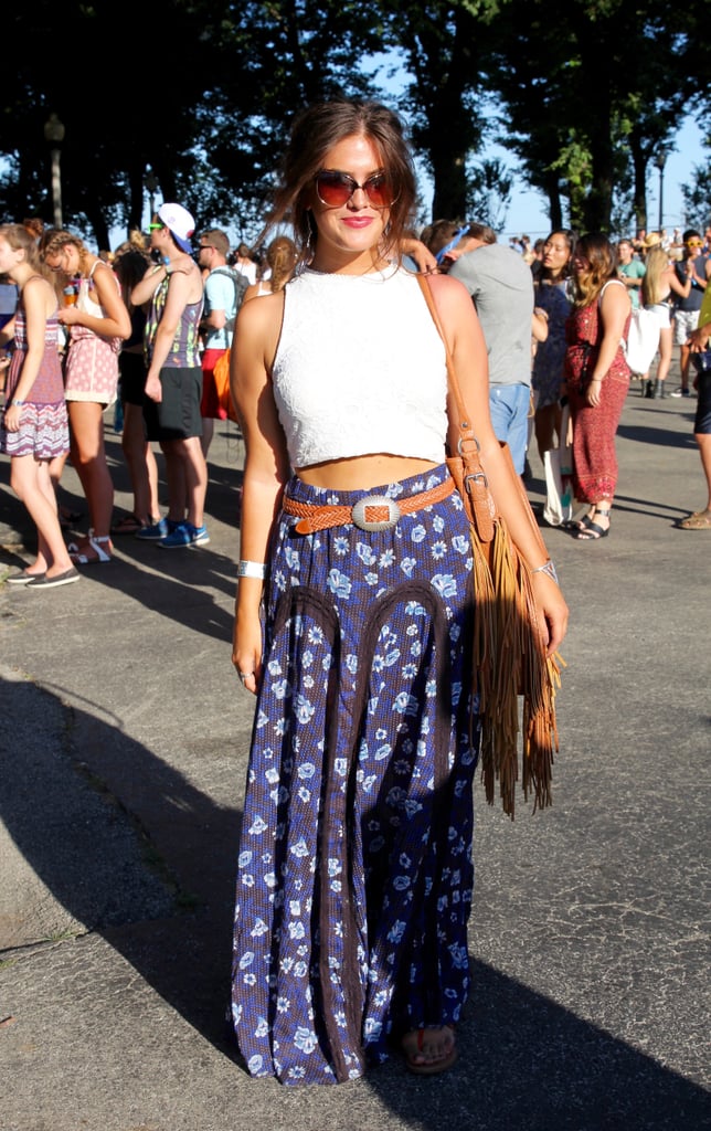 Thanks to a basic white cropped tank, this Free People skirt, topped with a vintage belt, stood out the most.