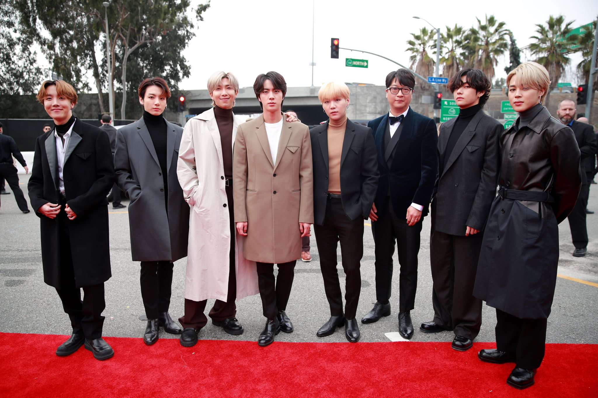 BTS Wears Coordinating Suits at Grammy Awards Red Carpet 2022