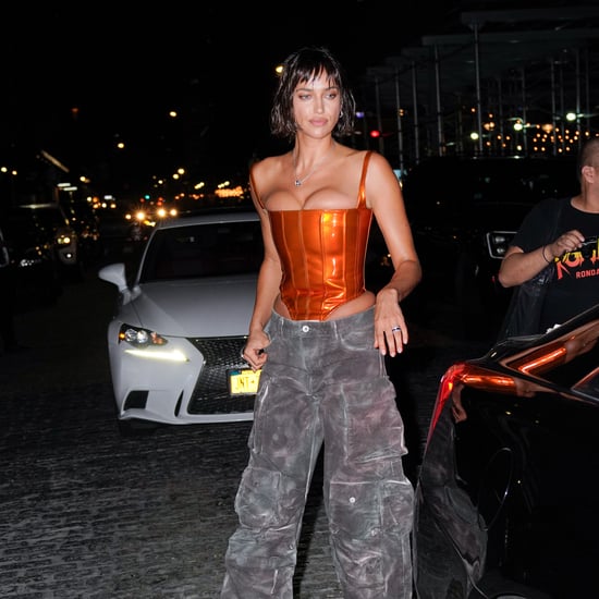 Irina Shayk Wearing Low-Rise Cargo Pants and a Bustier Top