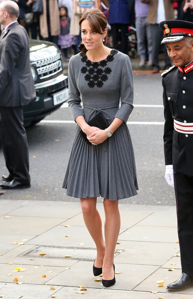 Kate Middleton Wearing Gray Orla Kiely Dress | POPSUGAR Fashion