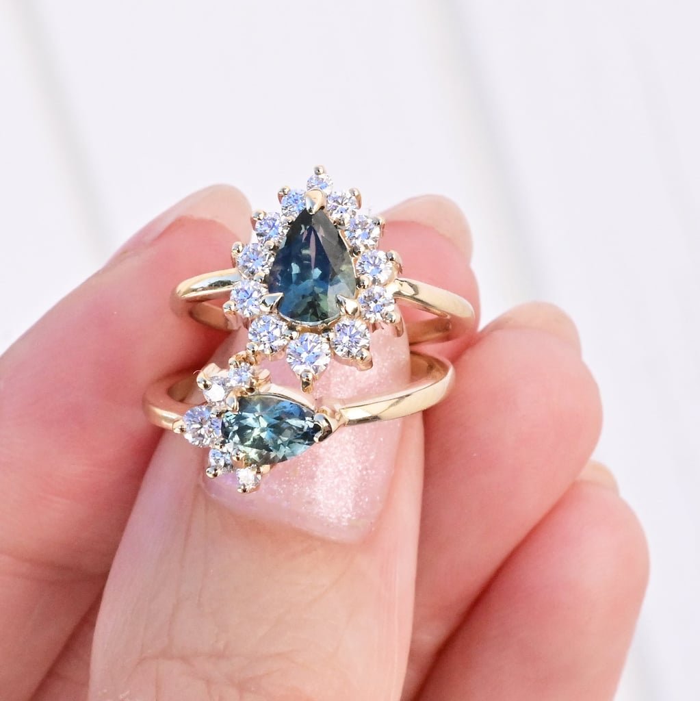 Valerie Madison 0.62ct Luna Blue Sapphire Pear and Diamond Engagement Ring ($1,800)