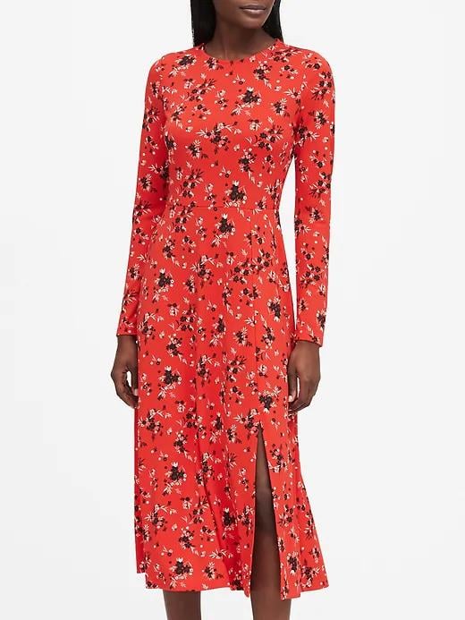 banana republic ruffle fit and flare dress